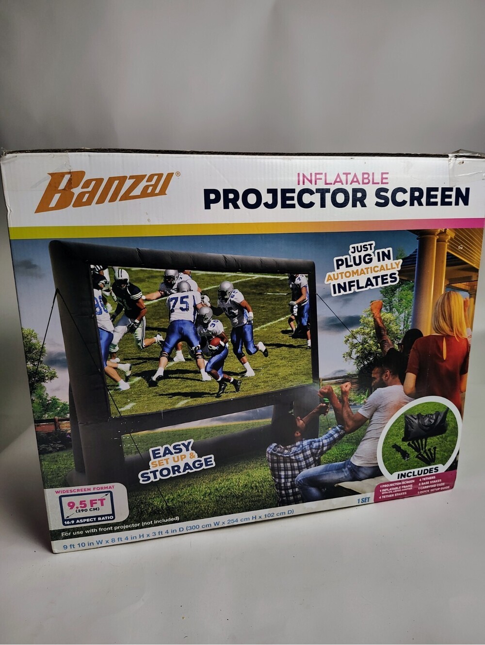 Banzai 9.5 FT Inflatable Projector Screen Movie Theater Backyard Outdoor 16400